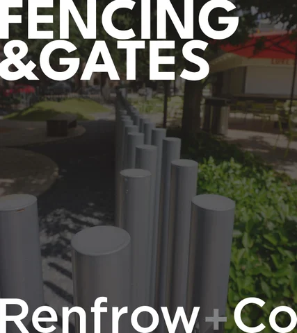 Architectural fencing crafted by Renfrow+Co showcasing custom metal fabrication in Houston