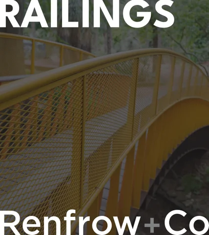 Architectural metal railings by Renfrow+Co, highlighting their expertise in custom metal fabrication