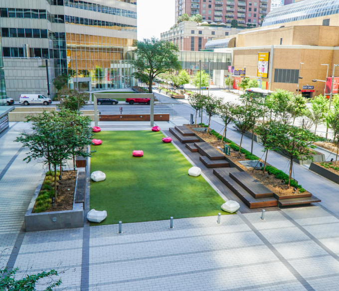 Architectural outdoor seating at a park